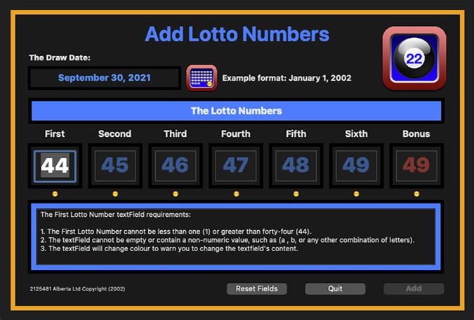 Search Historical Draw Date Data Numbers Window