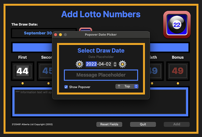Select Draw Date Window
