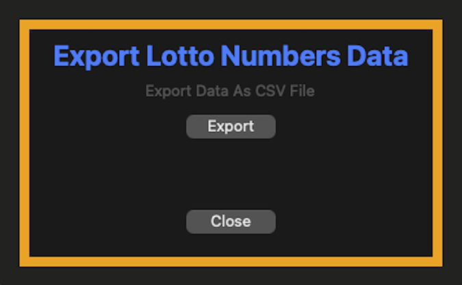 Export CSV Data Window