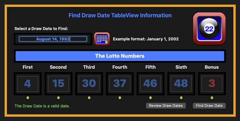 Historical Data Numbers Summary Numbers Window